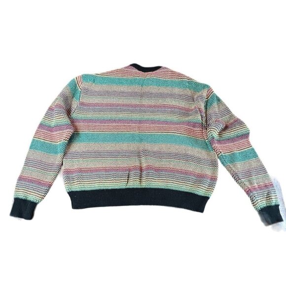 Teddy Fresh Rainbow Embroidered Striped Crewneck Sweater Multicolor XL Cotton - Picture 8 of 8